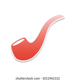 Smoke pipe sign. Vector. Reddish icon with white and gray shadow on white background. Isolated.