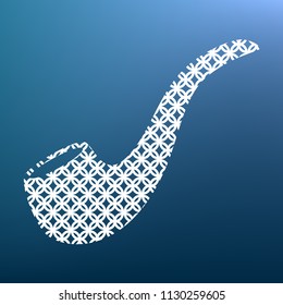 Smoke pipe sign. Vector. White textured icon at lapis lazuli gradient background.