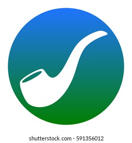 Smoke pipe sign. Vector. White icon in bluish circle on white background. Isolated.