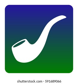 Smoke pipe sign. Vector. White icon at green-blue gradient square with rounded corners on white background. Isolated.
