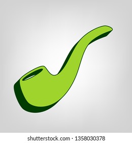 Smoke pipe sign. Vector. Yellow green solid icon with dark green external body at light colored background.
