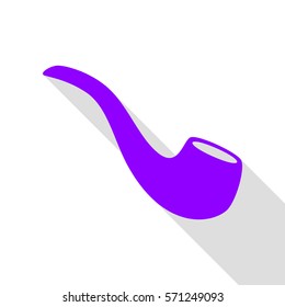 Smoke pipe sign. Violet icon with flat style shadow path.