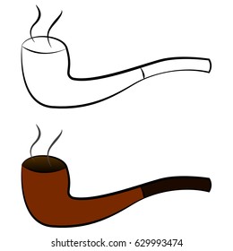 Smoke pipe sign. White and black, colorful. Vector.