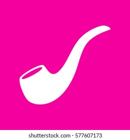 Smoke pipe sign. White icon at magenta background.