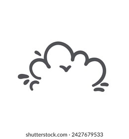 Smoke puff cloud with curvy lines icon. Silhouette of soft soap foam, steam and dust pollution curves trails, fog and mist spread in air. Smoke comic icon of doodle style vector illustration