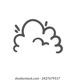 Smoke puff cloud from round lines icon. Silhouette of fluffy shampoo or soap bubbles, rain cloud or exhaust traffic fumes, gas explosion. Air pollution comic icon of doodle style vector illustration