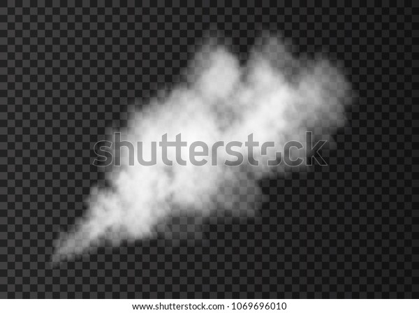  Smoke puff  isolated on transparent\
background.  White  steam explosion special effect.  Realistic \
vector  column of  fire fog or mist\
texture.\
