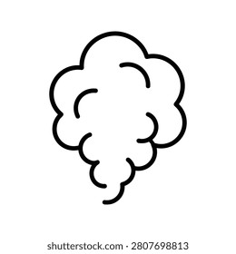 Smoke puff line icon showing vapor cloud for steam, smog, polluted air, emission plume, atmosphere and air quality concepts
