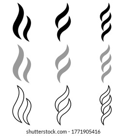 Smoke puff vector icon set. Smoke illustration sign collection. aroma symbol. Scent logo.