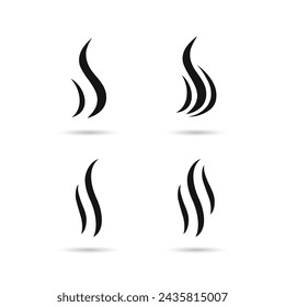 Smoke puff vector icon set. Smoke steam silhouette icon illustration.