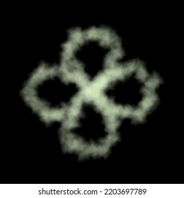 Smoke quatrefoil. Isolated on black background. Vector illustration.