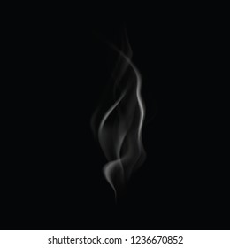 Smoke realistic. Hot steam vape on kitchen smells vector isolated on black