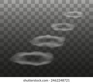 smoke rings on a transparent background. Illustration of fog or smoke special effect. Vector EPS 10. Design elements.