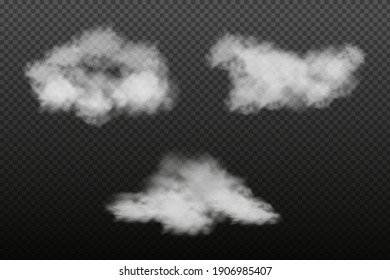  Smoke rings.White vector cloudiness ,fog or smoke on dark checkered background.SCloudy sky or smog over the city.Vector illustration.