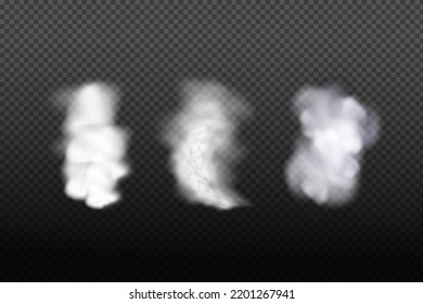  Smoke rings.White vector cloudiness ,fog or smoke on dark checkered background.SCloudy sky or smog over the city.Vector illustration.