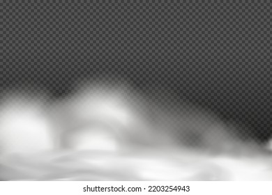  Smoke rings.White vector cloudiness ,fog or smoke on dark checkered background.Cloudy sky or smog over the city.Vector illustration.