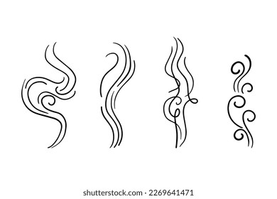 Smoke or Scent Steam Line Icon Set. Vector illustration