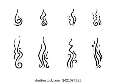 Smoke or Scent Steam Line Icon Set. Vector illustration