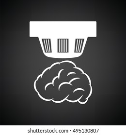 Smoke sensor icon. Black background with white. Vector illustration.
