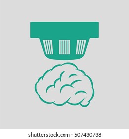 Smoke sensor icon. Gray background with green. Vector illustration.