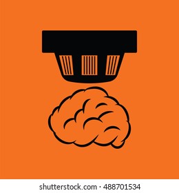 Smoke sensor icon. Orange background with black. Vector illustration.