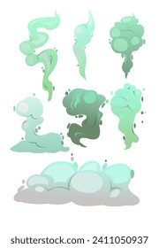 Smoke set. Different directions. Object isolated on white background. Cartoon fun style Illustration vector