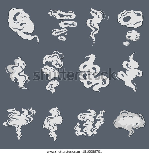 Smoke Set Effects Cartoon Steam Clouds Stock Vector (Royalty Free ...
