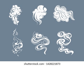Smoke set in flat style. Vector illustration