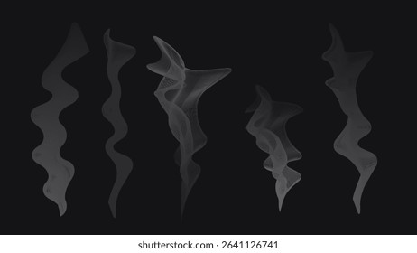 smoke set isolated on black vector illustration