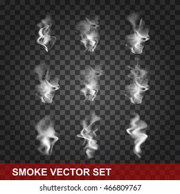Smoke set, smoking effect on transparent background