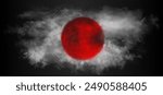 Smoke in a shape and colors of Japan flag. Beautiful vector realistic white fog cloud with red circle in the middle