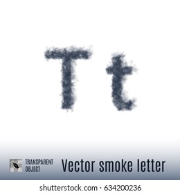 Smoke in Shape of the Letter T on White Background