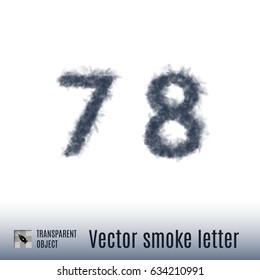 Smoke in Shape of the Number Seven and Eight on White Background