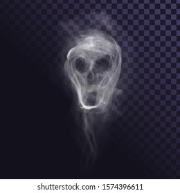 Smoke skull on transparent background, creepy ghost