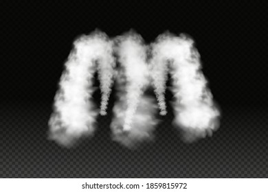 Smoke from space rocket launch or plane.Sky contrail rocket condensation trailing.Smoky effect after  flight airliner or aircraft.Realistic vector isolated set.
