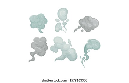 Smoke Special Effects Set, Grey Fog, Clouds or Mist Vector Illustration