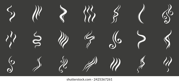 Colección de logotipo de humo, vapor, nube. Conjunto de logotipo de humo en un diseño plano. Iconos de vaporización de aromas