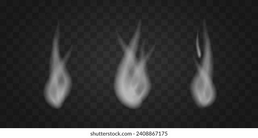 Smoke, steam effect vector illustration on transparency grid layer