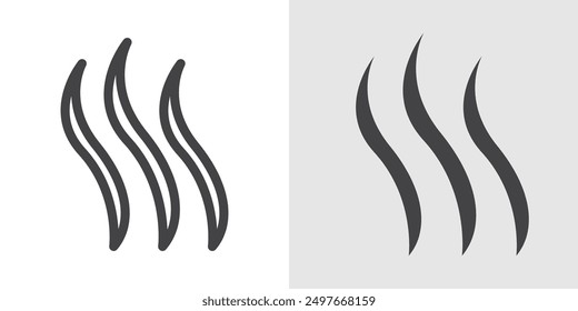 Smoke steam icon Black line art vector logo set