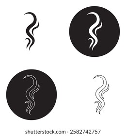 Smoke steam icon. Smoke smell icon illustration. Hot vapor fire doodle line logo. Hit stink, coffee, fragrance flame icon. EPS 10 AI