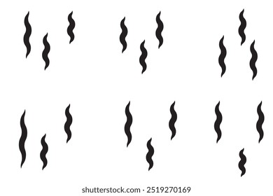 Smoke steam icon vector logo set. Smoke smell, steam aroma heat icon illustration. Hot vapor fire doodle line logo. Hit stink, coffee, fragrance flame elements. Vector illustration.