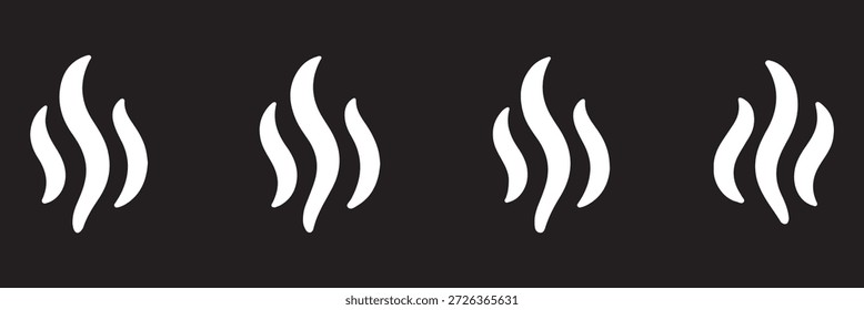 Conjunto de logotipo de Vector de icono de vapor de Smoke. Ilustración de ícono de calor de aroma de vapor, olor de Smoke. Logo de la línea de doodle de fuego de vapor caliente. Hit apesta, café, Elementos de la llama de la fragancia. Ilustración vectorial.