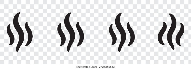Conjunto de logotipo de Vector de icono de vapor de Smoke. Ilustración de ícono de calor de aroma de vapor, olor de Smoke. Logo de la línea de doodle de fuego de vapor caliente. Hit apesta, café, Elementos de la llama de la fragancia. Ilustración vectorial.