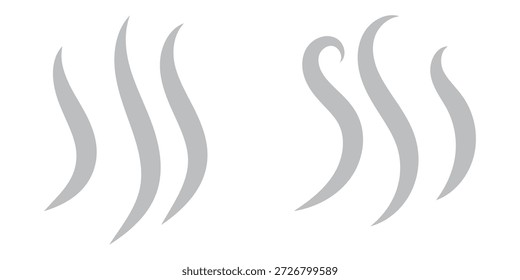 Conjunto de logotipo de Vector de icono de vapor de Smoke. Ilustración de ícono de calor de aroma de vapor, olor de Smoke. Logo de la línea de doodle de fuego de vapor caliente. Hit apesta, café, Elementos de la llama de la fragancia. Ilustración vectorial.
