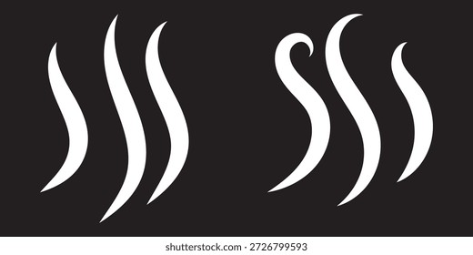 Conjunto de logotipo de Vector de icono de vapor de Smoke. Ilustración de ícono de calor de aroma de vapor, olor de Smoke. Logo de la línea de doodle de fuego de vapor caliente. Hit apesta, café, Elementos de la llama de la fragancia. Ilustración vectorial.