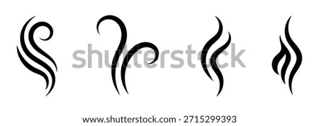 Smoke steam icon vector logo set. Smoke smell, steam aroma heat icon illustration. Smoke, steam, smog, smell symbols.