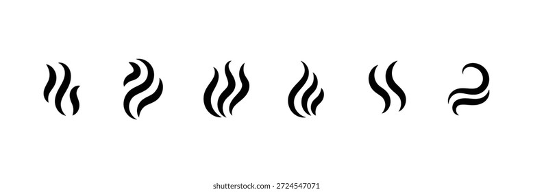 Smoke steam icon vector set. abstract Smoke steam icon on white background. Smoke Icon. Smell Icon. Aromas vaporize icons. Vector Illustration.  EPS 10