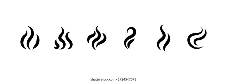 Rauchdampf-Symbol, Vektorsatz. abstraktes Rauchdampfsymbol auf weißem Hintergrund. Rauchsymbol. Riechsymbol. Aromen verdampfen Symbole. Vektorgrafik.  EPS 10