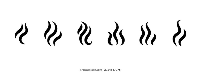 Smoke steam icon vector set. abstract Smoke steam icon on white background. Smoke Icon. Smell Icon. Aromas vaporize icons. Vector Illustration.  EPS 10