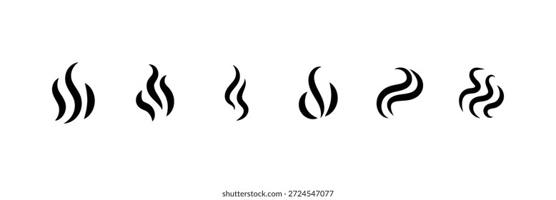 Smoke steam icon vector set. abstract Smoke steam icon on white background. Smoke Icon. Smell Icon. Aromas vaporize icons. Vector Illustration.  EPS 10